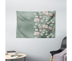 Flowers and Leaves Graphic Wide Tapestry