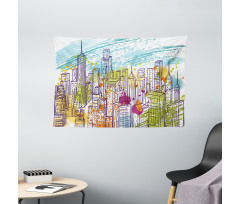 Landscape Skyscrapes Wide Tapestry