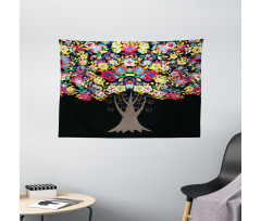 Floral Trees Blossoms Wide Tapestry