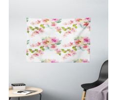 Watercolor Petals Wide Tapestry