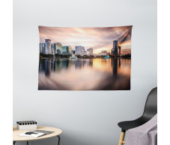 Downtown City Skyline Wide Tapestry
