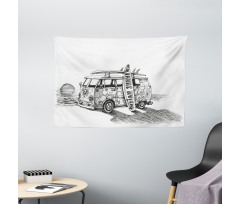 Summer Surfing Beach Wide Tapestry