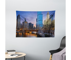 Chicago River Scenery Wide Tapestry