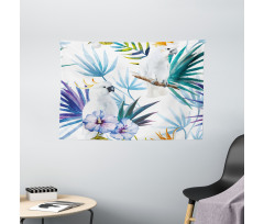 Watercolor Parrot Palm Wide Tapestry