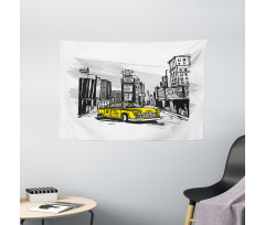 Cab in New York City Wide Tapestry