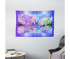 Myhtical Horses Floral Wide Tapestry
