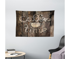 Coffee Time Grunge Back Wide Tapestry