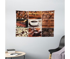 Coffee Chocolate Cocoa Wide Tapestry
