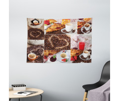 Croissant and Coffee Wide Tapestry