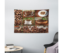 Coffee Beans and Bags Wide Tapestry