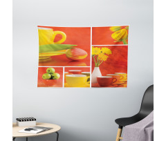 Coffee Cups Tulips Apples Wide Tapestry