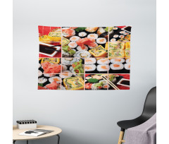 Sushi Roll Colored Wide Tapestry