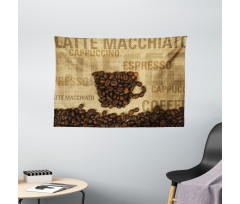 Coffee Beans Shaped Mug Wide Tapestry