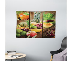 Fruit Pineapple Cherry Wide Tapestry