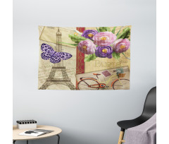 French Landmarks Tower Wide Tapestry