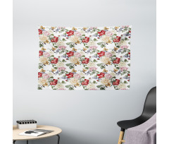 Lilacs Roses Flowers Wide Tapestry