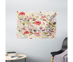 Abstract Flowers Roses Wide Tapestry