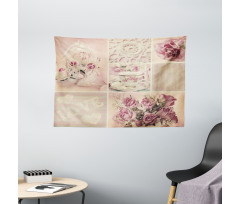 Vintage Lace Cups Wide Tapestry