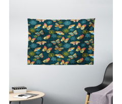 Butterflies and Flowers Wide Tapestry