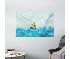 Sailing Boat on the Sea Wide Tapestry