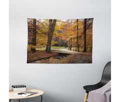 Gloomy Day Forest Path Wide Tapestry