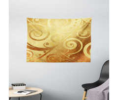 Floral Swirls Leaves Wide Tapestry