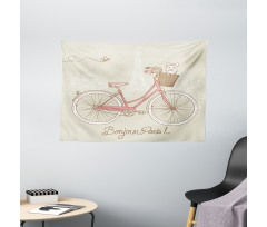 Postcard from Paris Bicycle Wide Tapestry