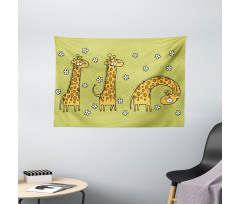 Illustration of Giraffes Wide Tapestry