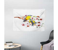 Birds on the Branches Wide Tapestry