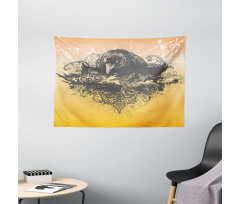 Wicked Crow and Flowers Wide Tapestry