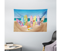 Beach the Skyd the Sea Wide Tapestry