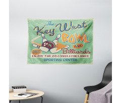 Vintage Bowling Poster Wide Tapestry