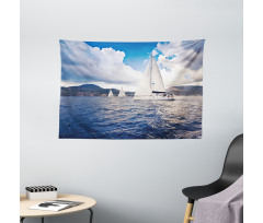 Sailing Boat on Sea Wide Tapestry