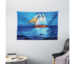 Sail Boat Art Picture Wide Tapestry