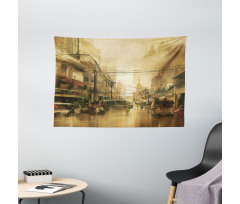 City Street View Wide Tapestry