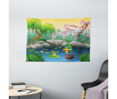 Duck and Frog in a Lake Wide Tapestry
