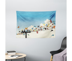 Animals Bird Silhouettes Wide Tapestry