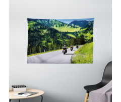 Bike Riders on Mountain Wide Tapestry
