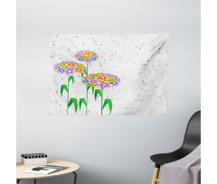 Colorful Daisies Artwork Wide Tapestry