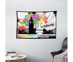Colorful London City View Wide Tapestry