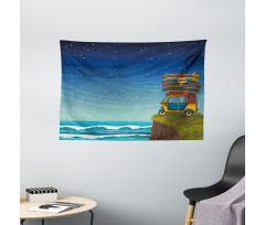 Cartoon Car Surfboards Wide Tapestry