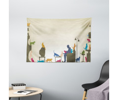 Crazy Cat Lady Home Wide Tapestry