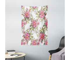 Dog Rose Garden Floral Tapestry