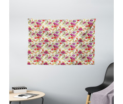 Hot Pink Purple Flowers Wide Tapestry