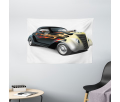 Retro 40s Drag Car Wide Tapestry