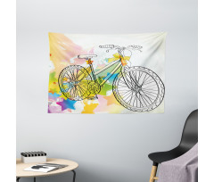 Abtract Colorful Bike Wide Tapestry