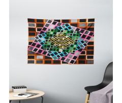 Color Squares Frames Wide Tapestry