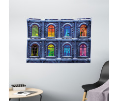 Snowy Winter Night Wide Tapestry