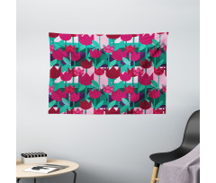 Abstract Tulips Flowers Wide Tapestry