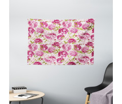 Peonies and Leaf Floral Wide Tapestry